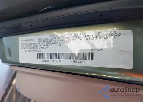 2007 Subaru Outback 2.5I z USA, uszkodzony, nr VIN 4S4BP61C277325312